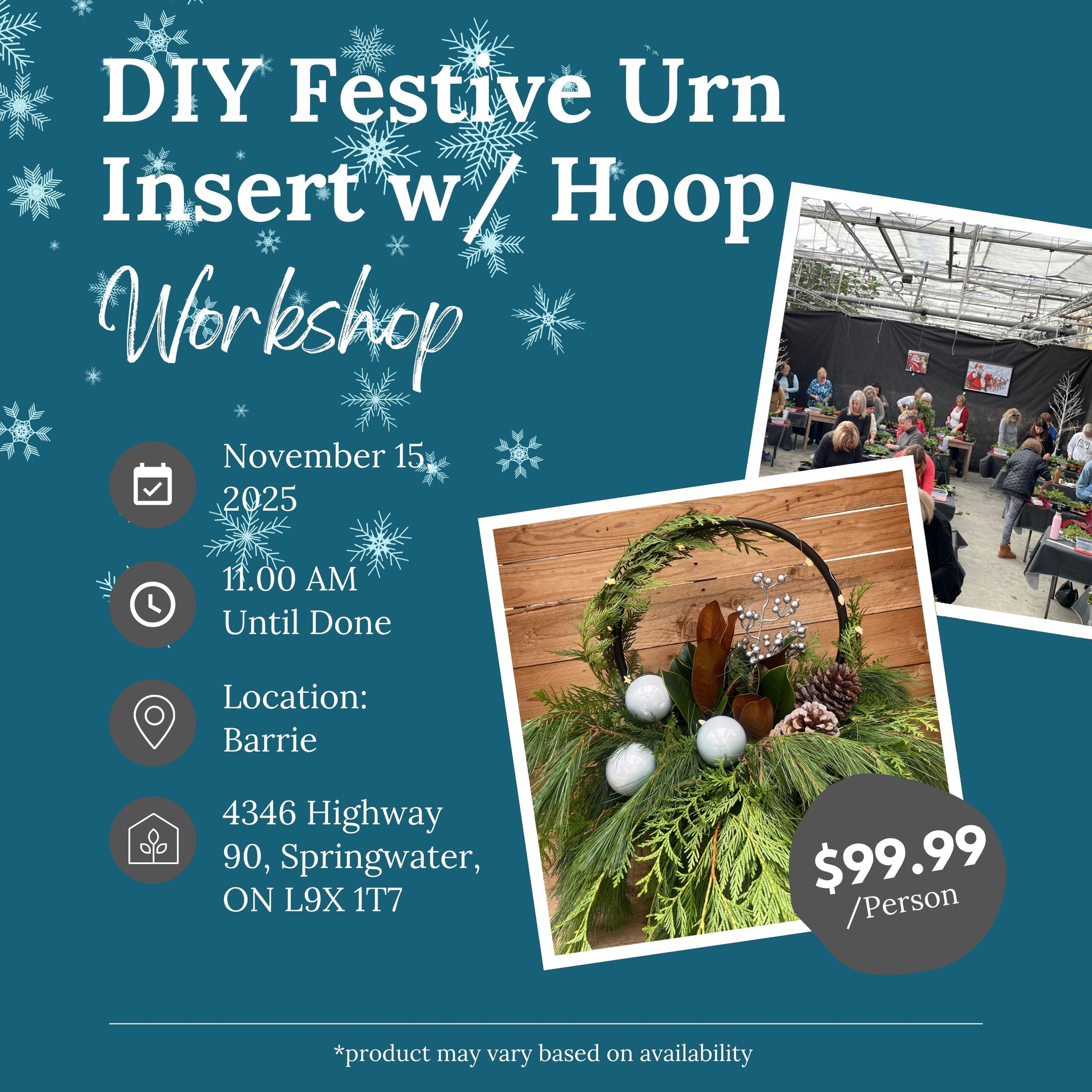 Ticket: DIY Festive Urn Insert w/ Hoop Workshop (Barrie Location) | November 15th, 2025