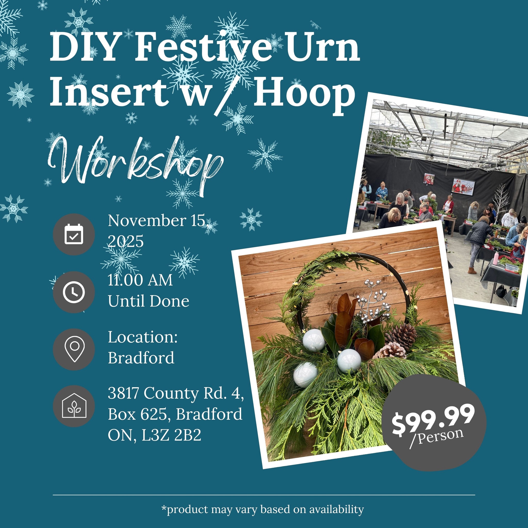 Ticket: DIY Festive Urn Insert w/ Hoop Workshop (Bradford Location) | November 15th, 2025