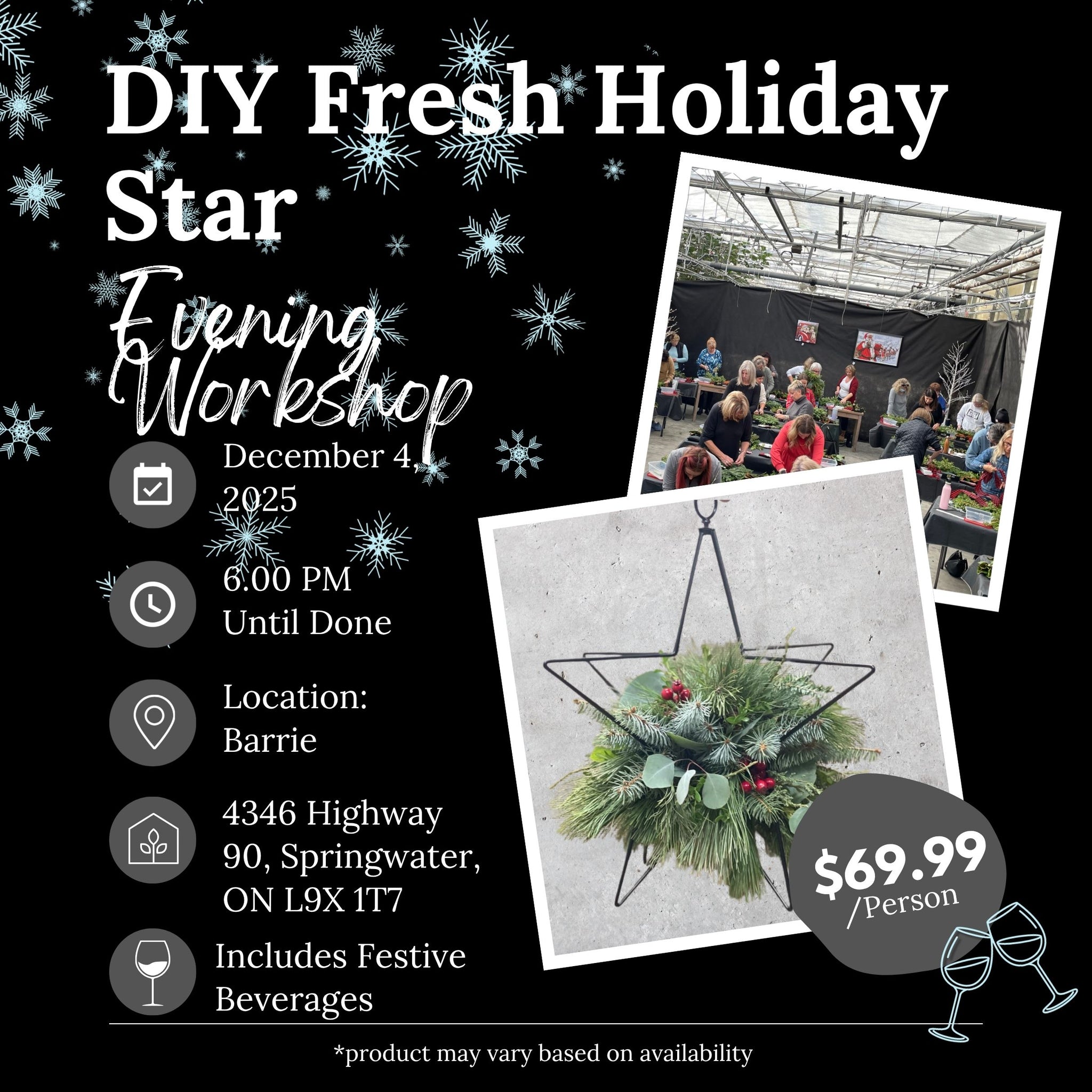 Ticket: DIY Fresh Holiday Star Evening Workshop (Barrie Location) | December 4th, 2025