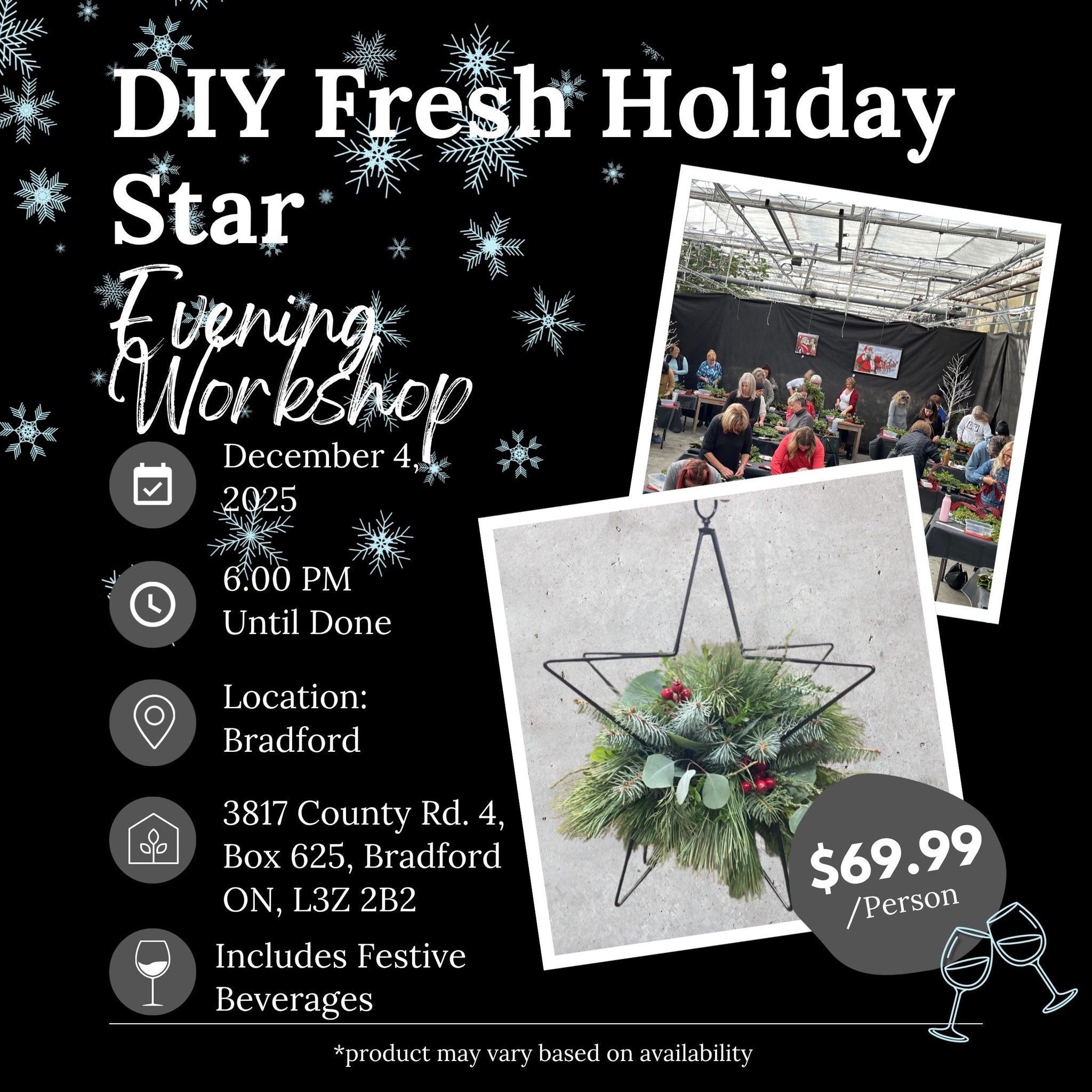 Ticket: DIY Fresh Holiday Star Evening Workshop (Bradford Location) | December 4th, 2025