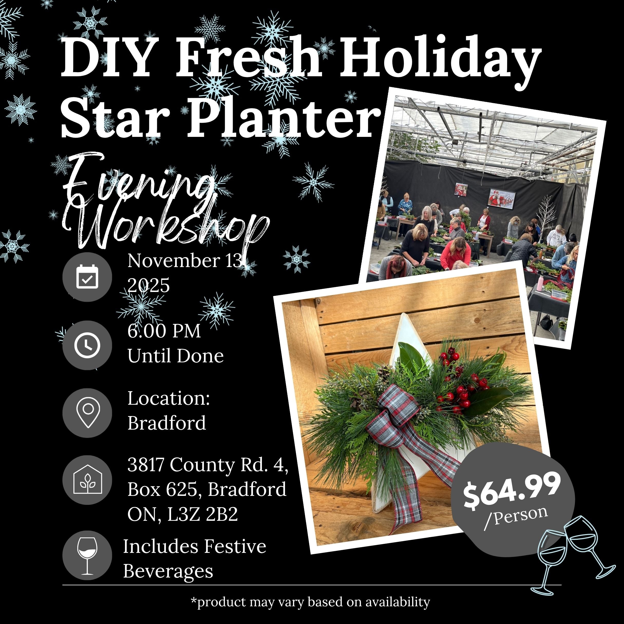 Ticket: DIY Fresh Holiday Star Planter Evening Workshop (Bradford Location) | November 13th, 2025