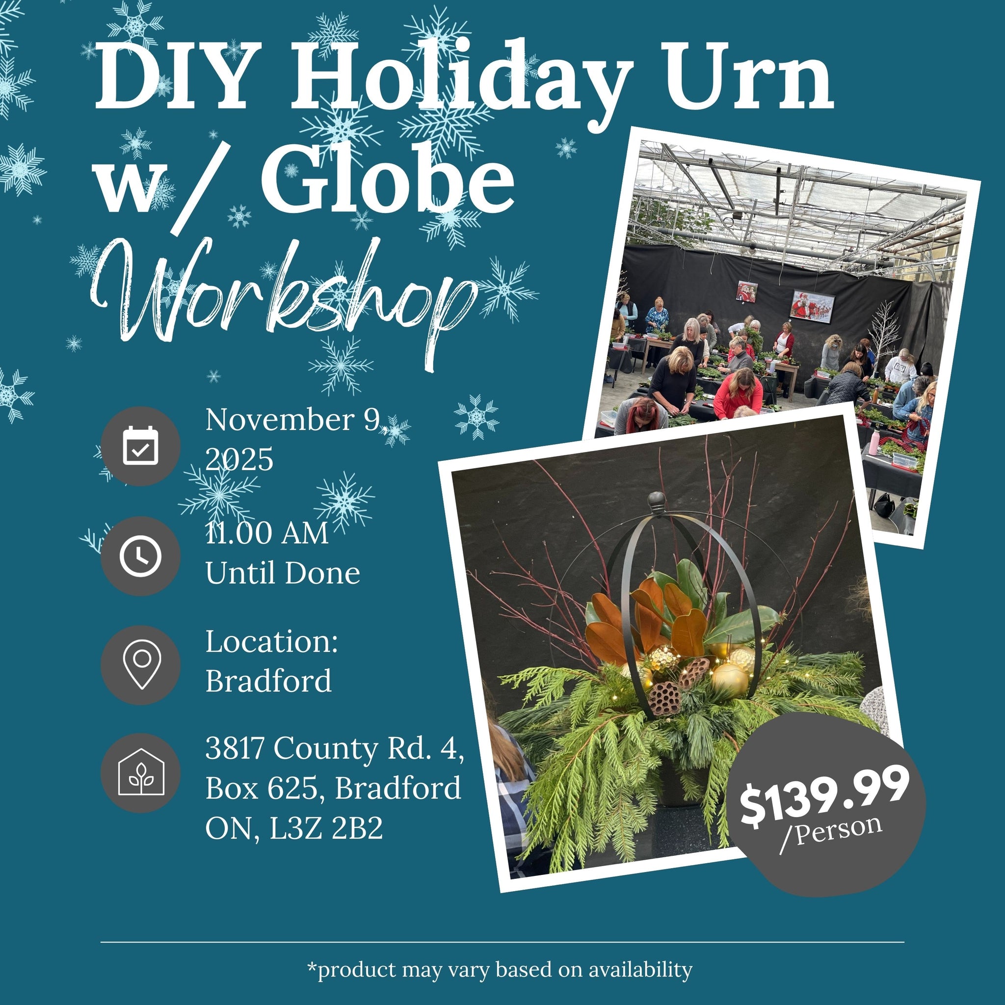 Ticket: DIY Holiday Urn w/ Globe Workshop (Bradford Location) | November 9th, 2025